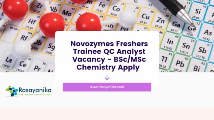 Novozymes Freshers Trainee QC Analyst Vacancy - BSc/MSc Chemistry Apply