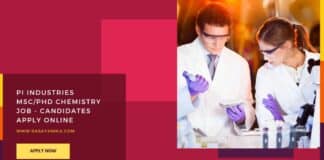 PI Industries MSc/PhD Chemistry Job - Candidates Apply Online