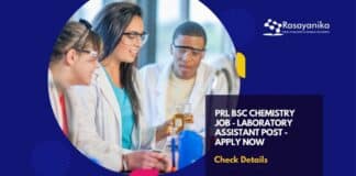 PRL BSc Chemistry Job - Laboratory Assistant Post - Apply Now