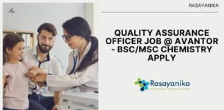 Quality Assurance Officer Job @ Avantor - BSc/MSc Chemistry Apply