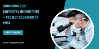 Sartorius MSc Chemistry Recruitment - Project Coordinator Post