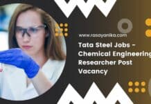 Tata Steel Jobs - Chemical Engineering Researcher Post Vacancy