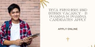 Teva Freshers R&D Intern Vacancy - B Pharma/M Pharma Candidates Apply