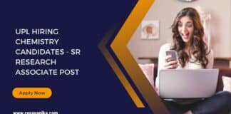 UPL Hiring Chemistry Candidates - Sr Research Associate Post