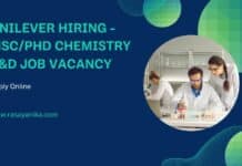 Unilever Hiring - MSc/PhD Chemistry R&D Job Vacancy