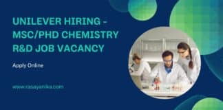 Unilever Hiring - MSc/PhD Chemistry R&D Job Vacancy