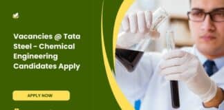 Vacancies @ Tata Steel - Chemical Engineering Candidates Apply