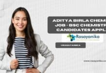 Aditya Birla Chemist Job - BSc Chemistry Candidates Apply