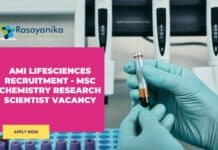 Ami Lifesciences Recruitment - MSc Chemistry Research Scientist Vacancy