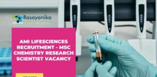 Ami Lifesciences Recruitment - MSc Chemistry Research Scientist Vacancy