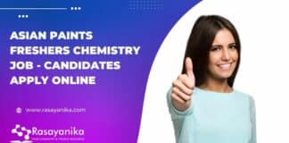 Asian Paints Freshers Chemistry Job - Candidates Apply Online