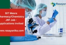 BIT Mesra Pharmacy/Chemistry JRF Job - Applications Invited