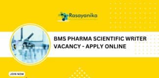 BMS Pharma Scientific Writer Vacancy - Apply Online