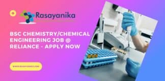 BSc Chemistry/Chemical Engineering Job @ Reliance - Apply Now