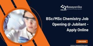 BSc/MSc Chemistry Job Opening @ Jubilant - Apply Online