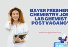 Bayer Freshers Chemistry Job - Lab Chemist Post Vacancy