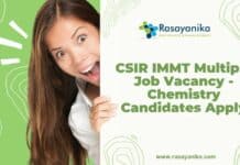 CSIR IMMT Multiple Job Vacancy - Chemistry Candidates Apply