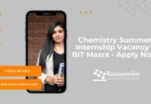 Chemistry Summer Internship Vacancy - BIT Mesra - Apply Now