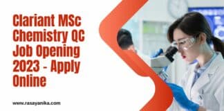 Clariant MSc Chemistry QC Job Opening 2023 - Apply Online
