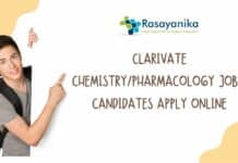 Clarivate Chemistry/Pharmacology Job - Candidates Apply Online