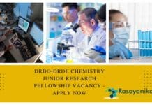 DRDO-DRDE Chemistry Junior Research Fellowship Vacancy - Apply Now