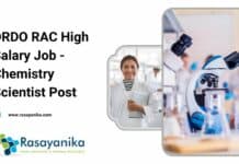 DRDO RAC High Salary Job - Chemistry Scientist Post