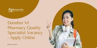 Danaher M Pharmacy Quality Specialist Vacancy - Apply Online