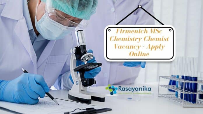 Firmenich MSc Chemistry Chemist Vacancy - Apply Online