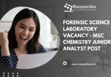 Forensic Science Laboratory Vacancy - MSc Chemistry Junior Analyst Post