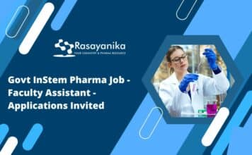Govt InStem Pharma Job – Faculty Assistant – Applications Invited Govt InStem Pharma Job - Faculty Assistant - Applications Invited