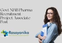 Govt NIAB Pharma Recruitment - Project Associate Post