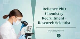 Reliance PhD Chemistry Recruitment - Research Scientist