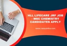 HLL Lifecare JRF Job - MSc Chemistry Candidates Apply