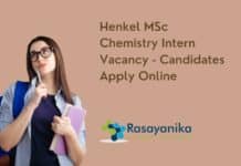 Henkel MSc Chemistry Intern Vacancy - Candidates Apply Online