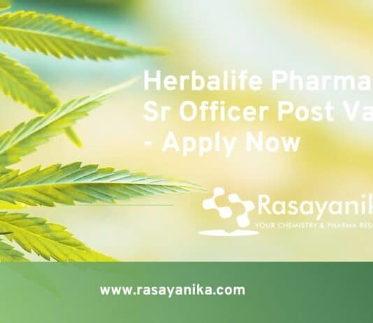 Herbalife Pharma Job - Sr Officer Post Vacancy - Apply Now