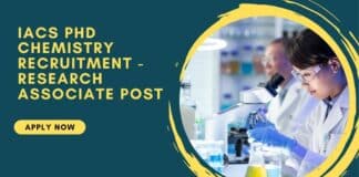 IACS PhD Chemistry Recruitment - Research Associate Post