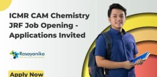 ICMR CAM Chemistry JRF Job Opening - Applications Invited