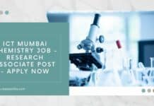 ICT Mumbai Chemistry Job - Research Associate Post - Apply Now