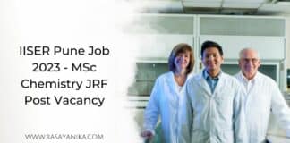 IISER Pune Job 2023 - MSc Chemistry JRF Post Vacancy