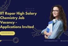 IIT Ropar High Salary Chemistry Job Vacancy - Applications Invited