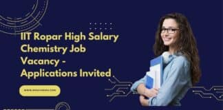 IIT Ropar High Salary Chemistry Job Vacancy - Applications Invited