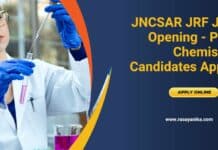 JNCSAR JRF Job Opening - PhD Chemistry Candidates Apply