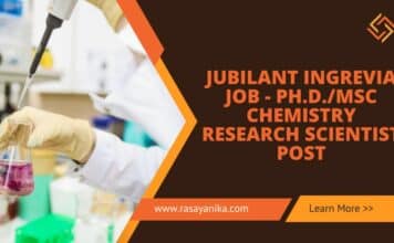 Jubilant Ingrevia Job - PhD/MSc Chemistry Research Scientist Post