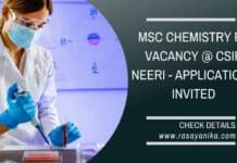 MSc Chemistry PA Vacancy @ CSIR NEERI - Applications Invited