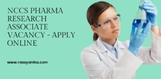 NCCS Pharma Research Associate Vacancy - Apply Online