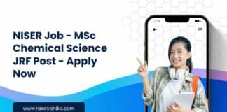 NISER Job - MSc Chemical Science JRF Post - Apply Now