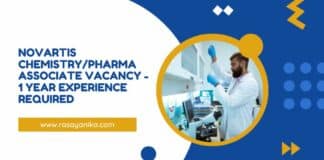 Novartis Chemistry/Pharma Associate Vacancy - 1 Year Experience Required