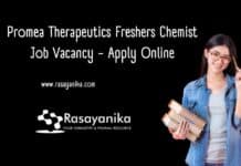 Promea Therapeutics Freshers Chemist Job Vacancy - Apply Online