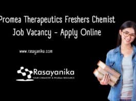 Promea Therapeutics Freshers Chemist Job Vacancy - Apply Online
