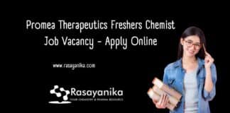 Promea Therapeutics Freshers Chemist Job Vacancy - Apply Online